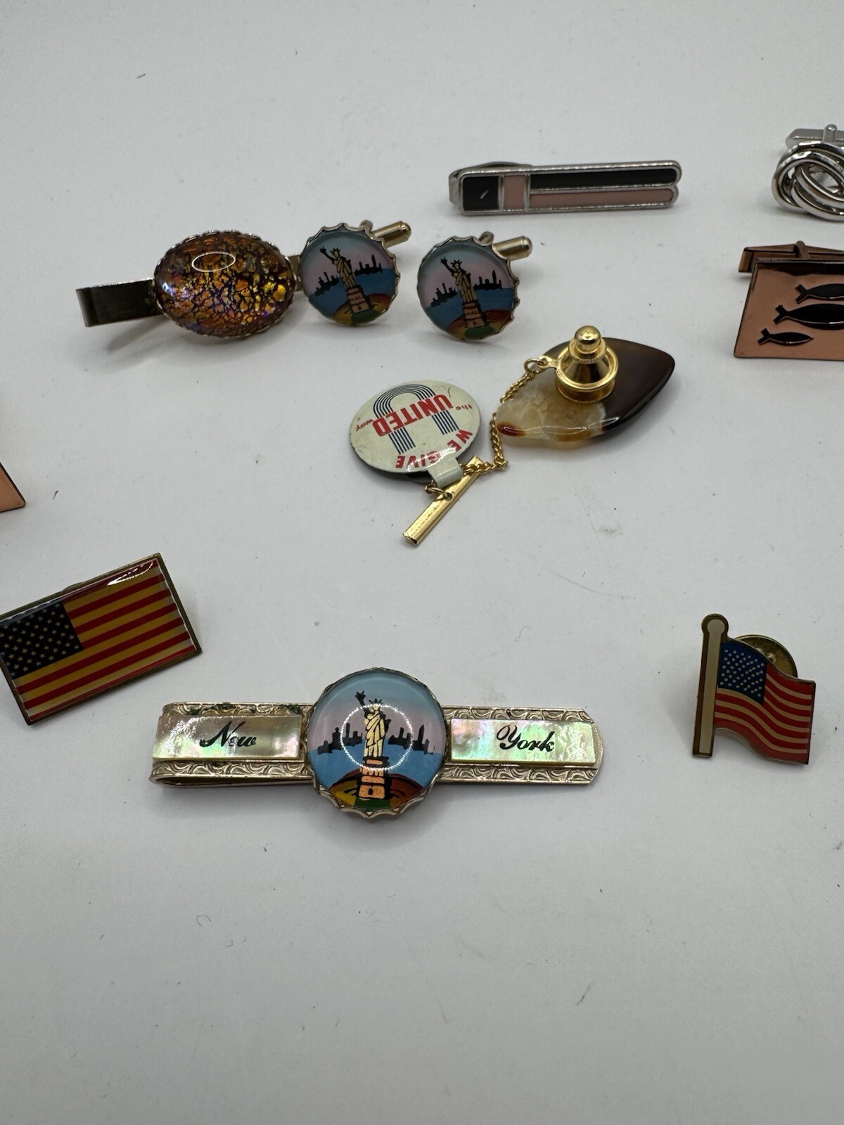 Vintage Lot of Tie Pins, Cuff Links & Tie Clips Fast Shipping Retro
