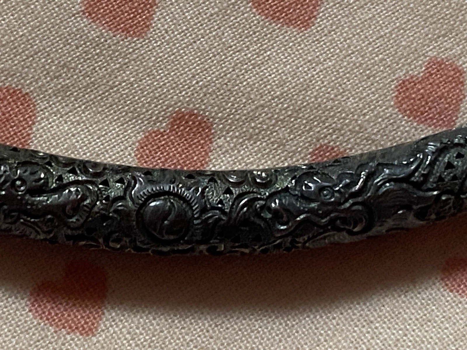 Vintage Vietnam 980 Silver Dragon Tube Necklace PHUC TIN 98% 22.5” Yin Yang