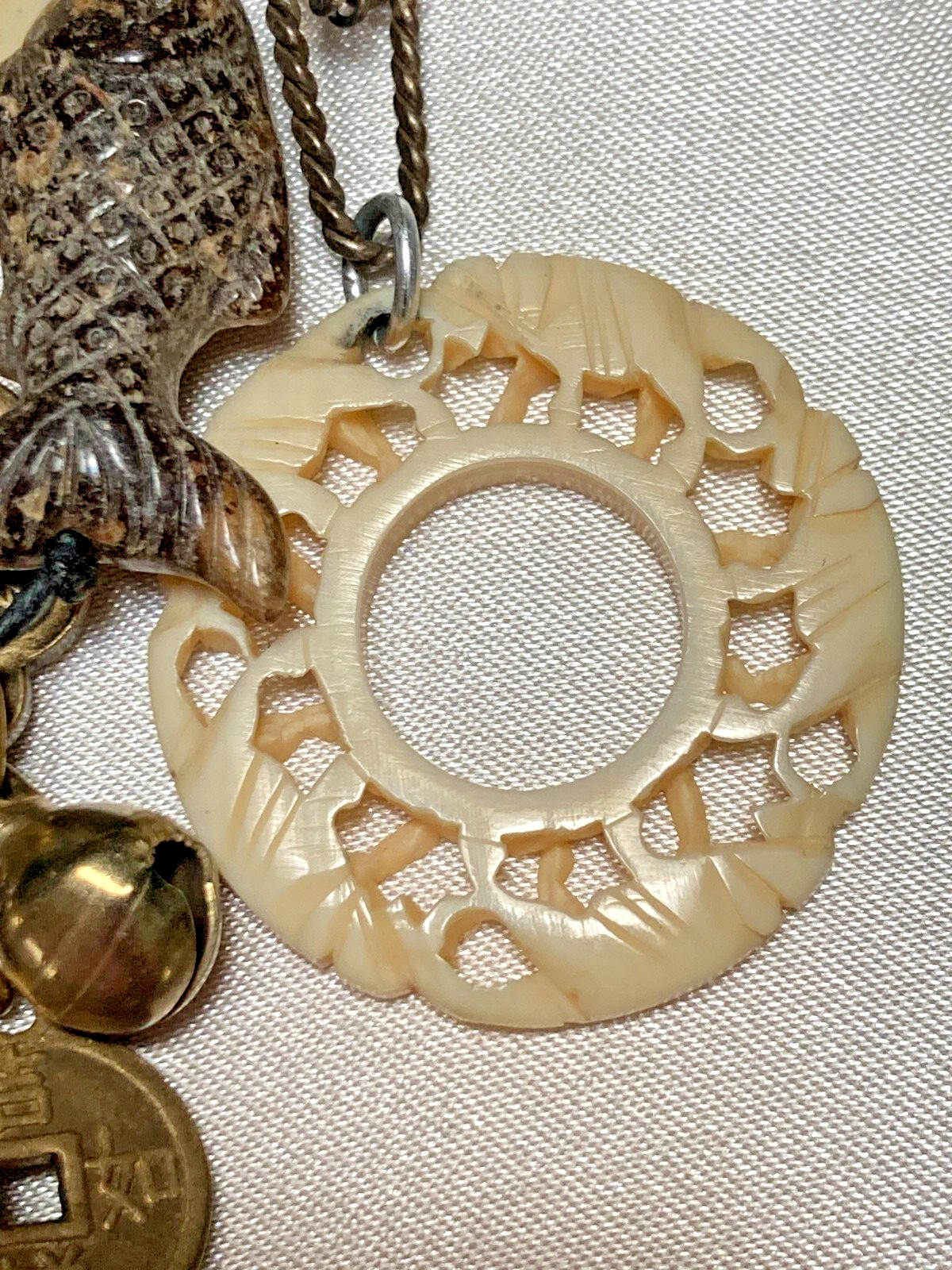 Unique Mismatched Asian-Themed Jingly Bell Charms Fashion Clip Back Earrings Vtg
