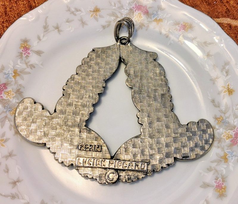 Vtg Lucien Piccard 70’s Art Nouveau Silver Plated Large Pendant 4.25″