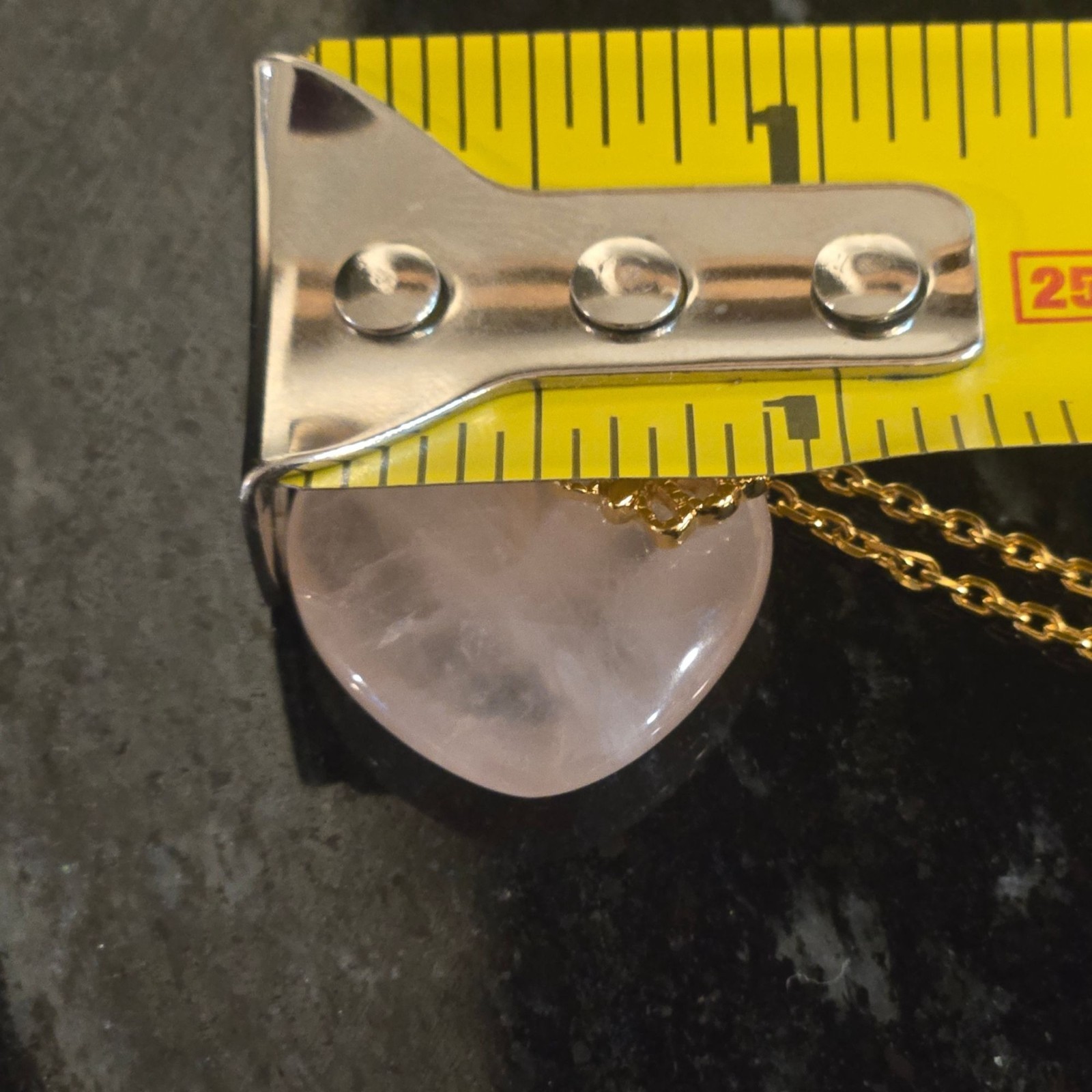 Vintage Avon Rose Quartz Heart Butterfly Pendant Necklace Gold Tone pink Gem