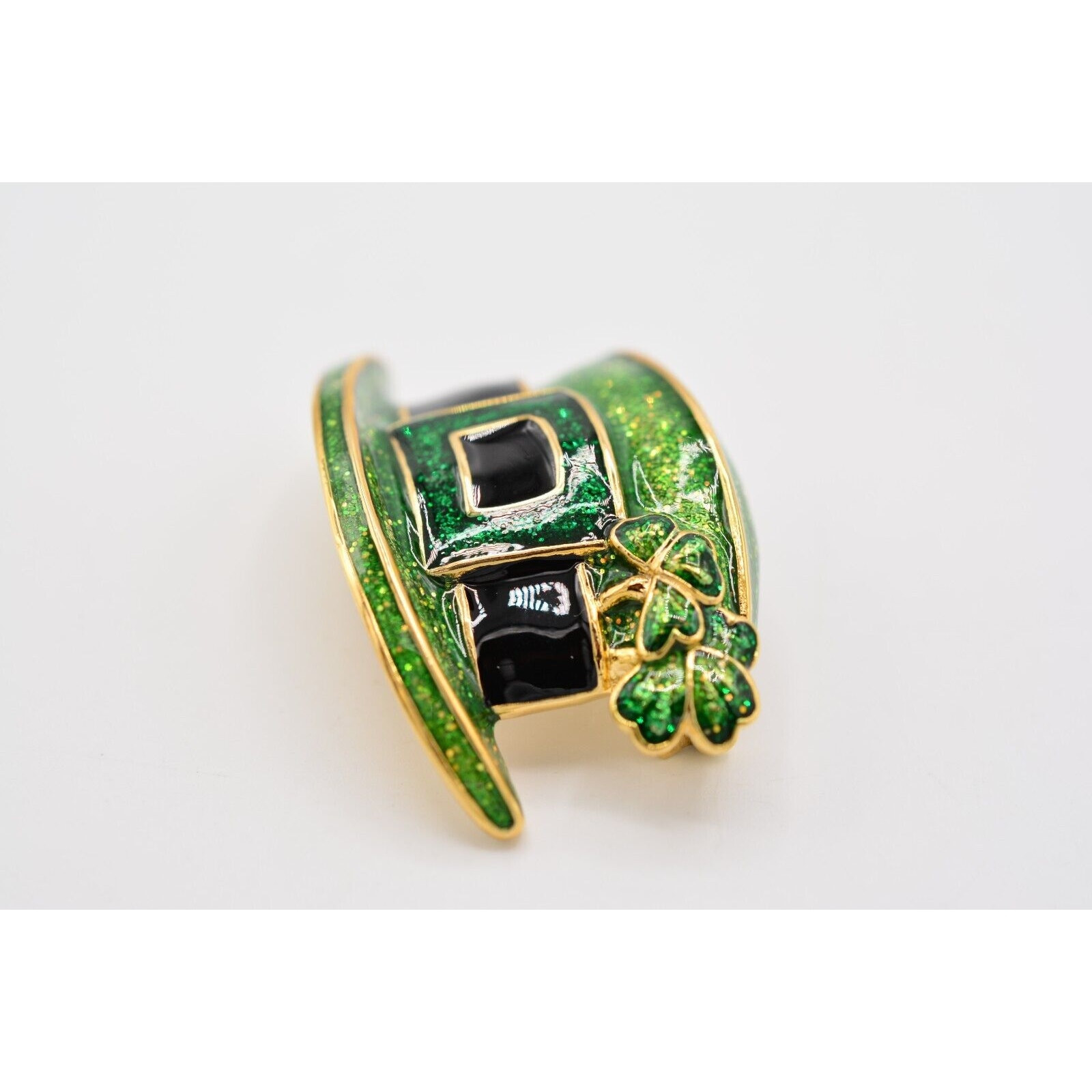 Vintage Leprechaun Pin Brooch Shamrock Hat Green St. Patrick’s NOS 1980s BinA5