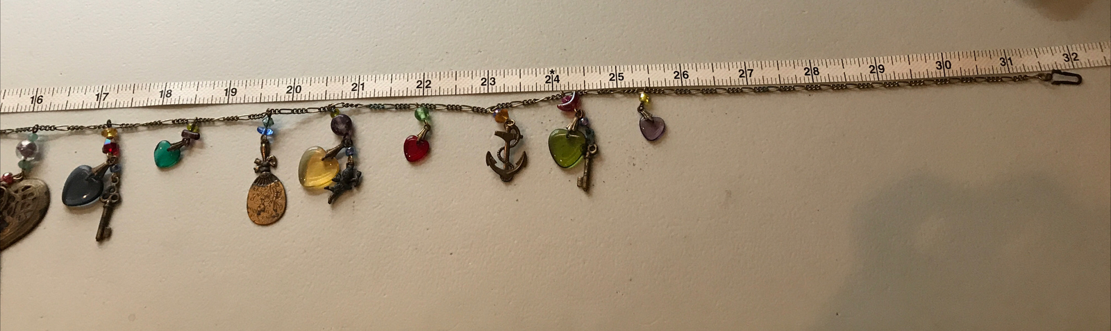 Vintage Glass Works Studio Brass & Glass Charms in Multi Colors Necklace 10