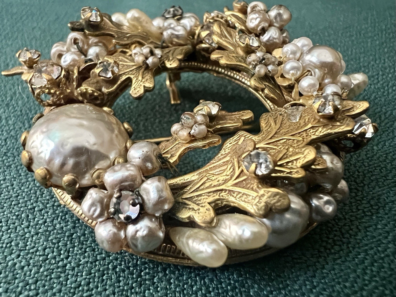 ORIGINAL BY ROBERT STUNNING PEARL RHINESTONE VTG BROOCH PENDANT MINTY CONDITION