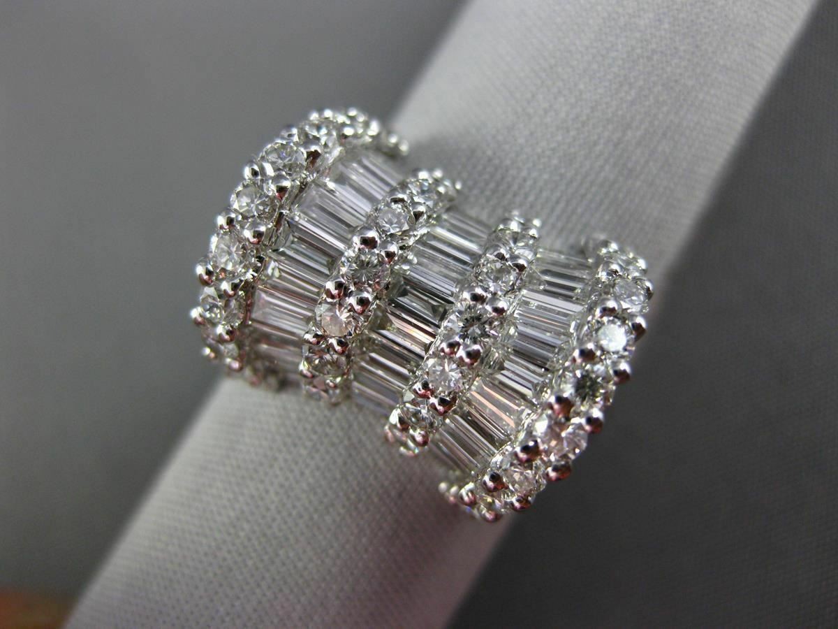ESTATE 2.14CT ROUND & BAGUTTE DIAMOND 18KT WHITE GOLD 3D BOW FUN RING F/G VVS VS