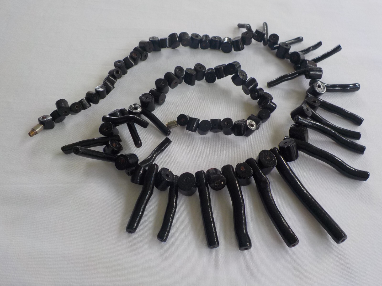 Vintage Black Coral Necklace Barrel Clasp Branch 23″ Long Weighs 44 Grams