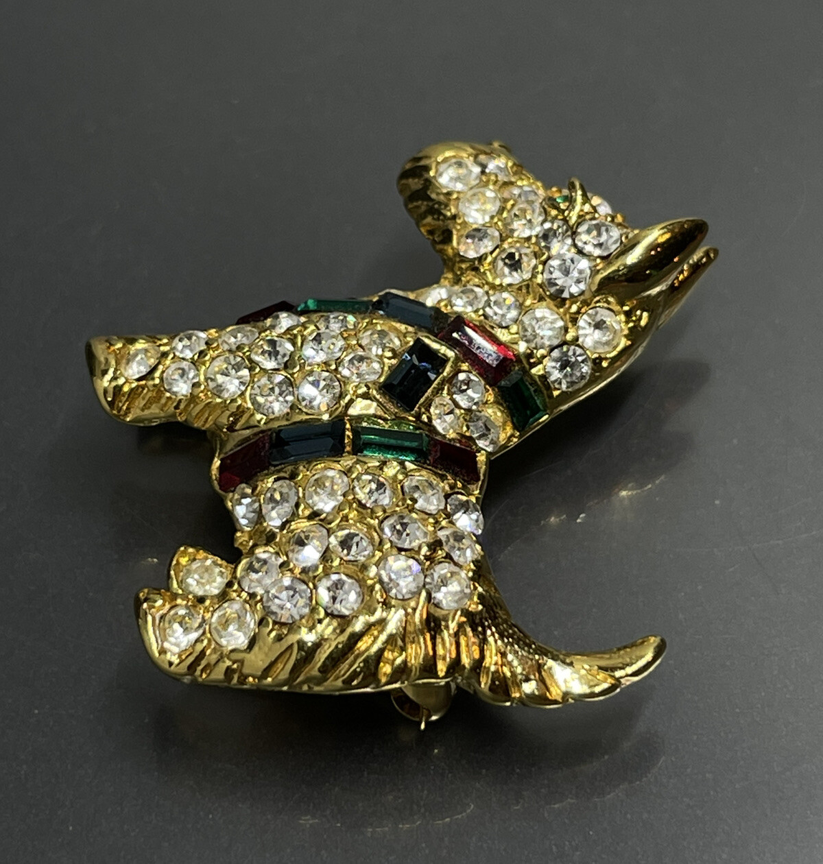 Vtg Kenneth Jay Lane KJL Brooch Scottish Terrier Dog With Rhinestones Signed✨
