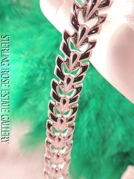 Sterling Silver 0.925 Estate WIDE 7 1/2″ x 1/2″ BRACELET w TONGUE GROOVE CLOSURE