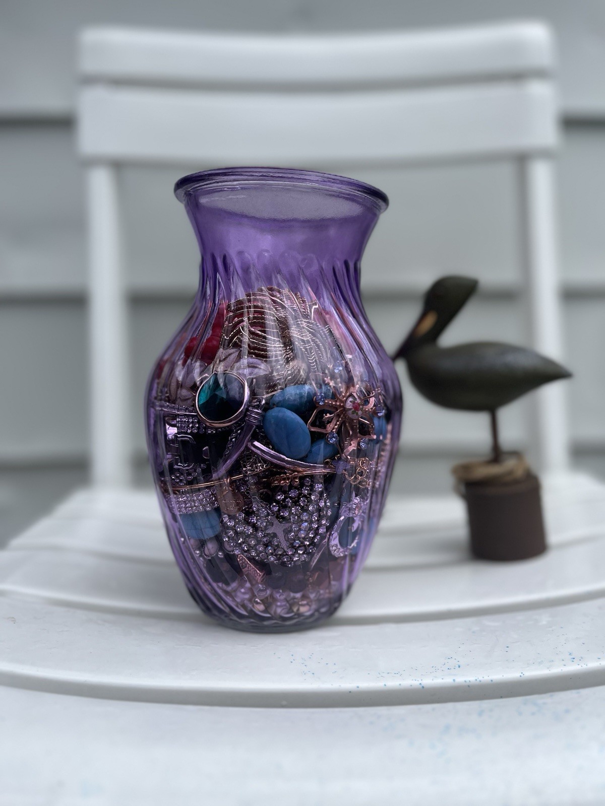 PURPLE Mystery Jewelry Jar- Vintage & Modern Jewelry- Trifari Lisner Avon- 3 Lbs