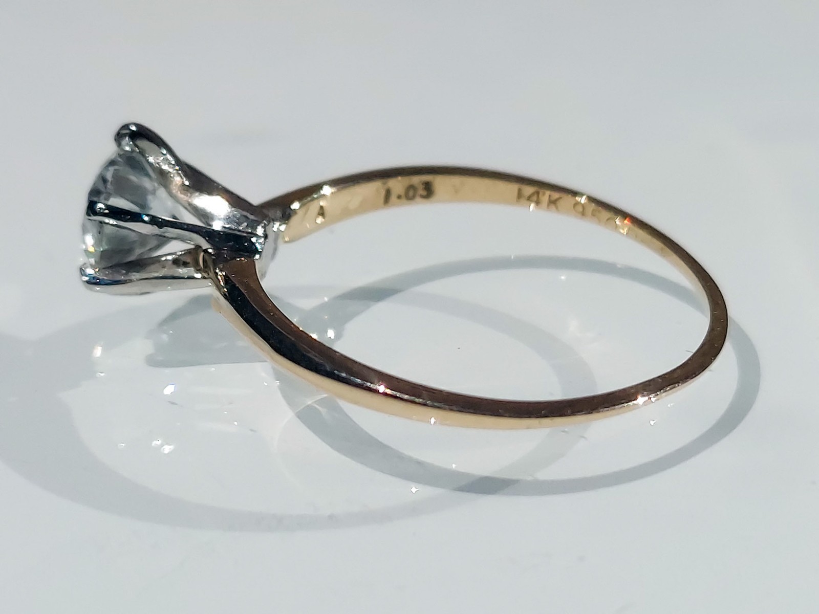 Estate ring 14K Gold Vintage Ring, Size 8 1.03 carat certified diamond.