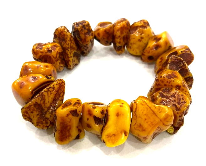 Opulent Natural Amber Powder Beaded Bracelet Vintage Luxury Boho Chic Jewelry