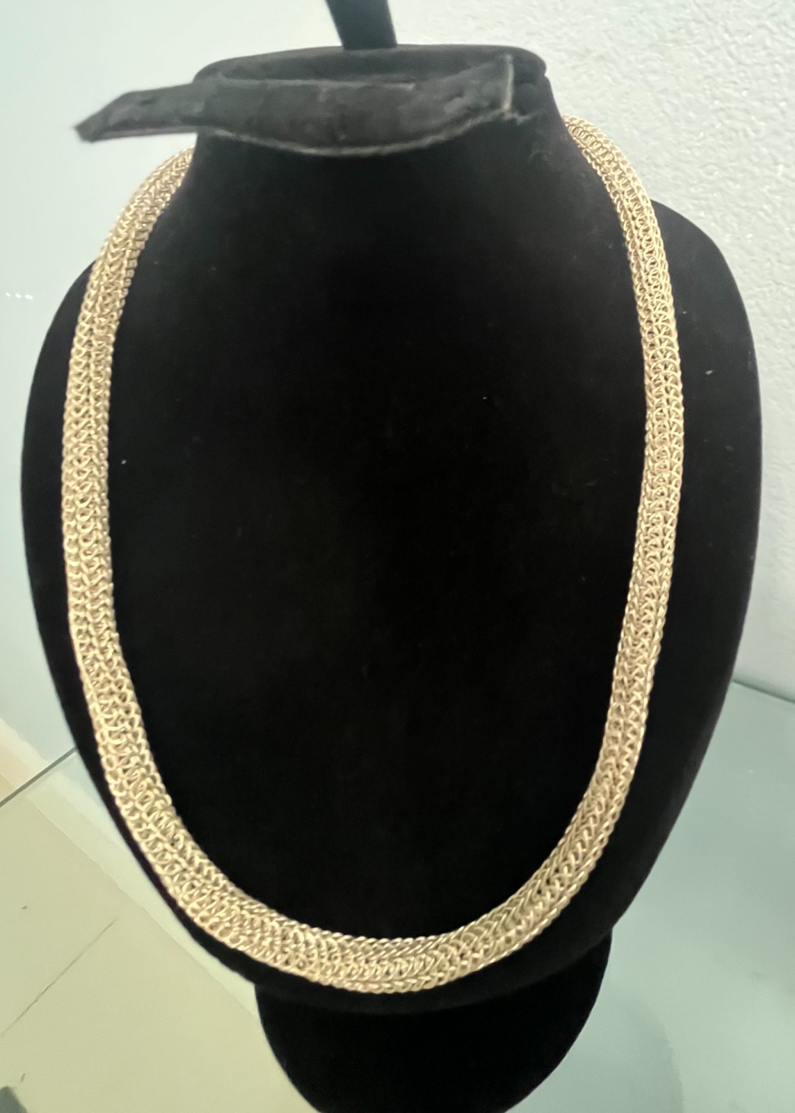 Vintage Silver Tone Mesh Chain Neckclace 21″ Woven Link Hook Clasp Artisan