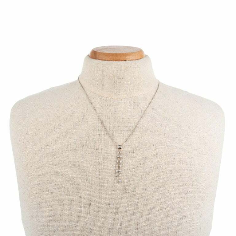 Vintage 1.65CT Diamond Round and Emerald Cut Cable Chain Dangle Necklace