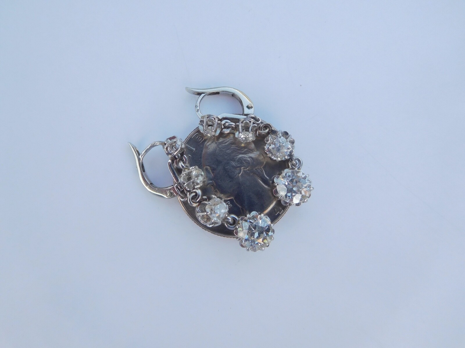 French Art Deco 850 900 Platinum Approximately 2 Carats Diamonds Earrings 💎