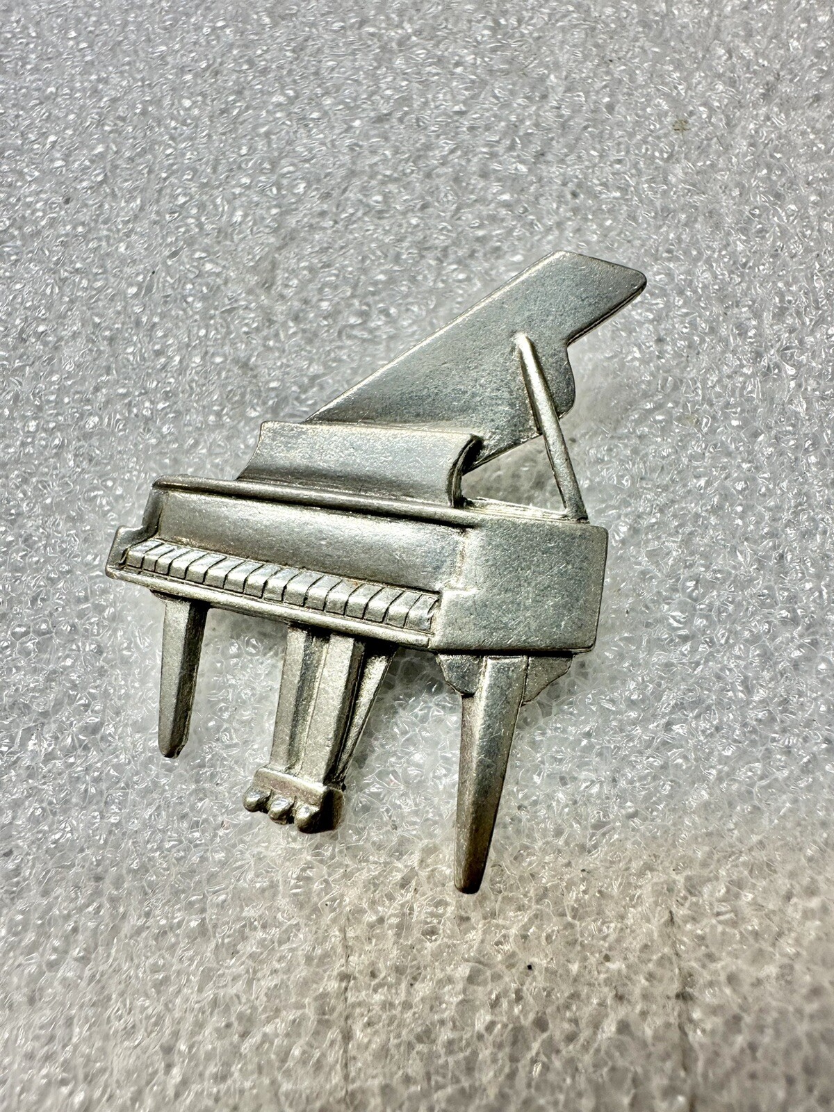 VTG Signed Jim Clift Pewter Grand Piano Brooch