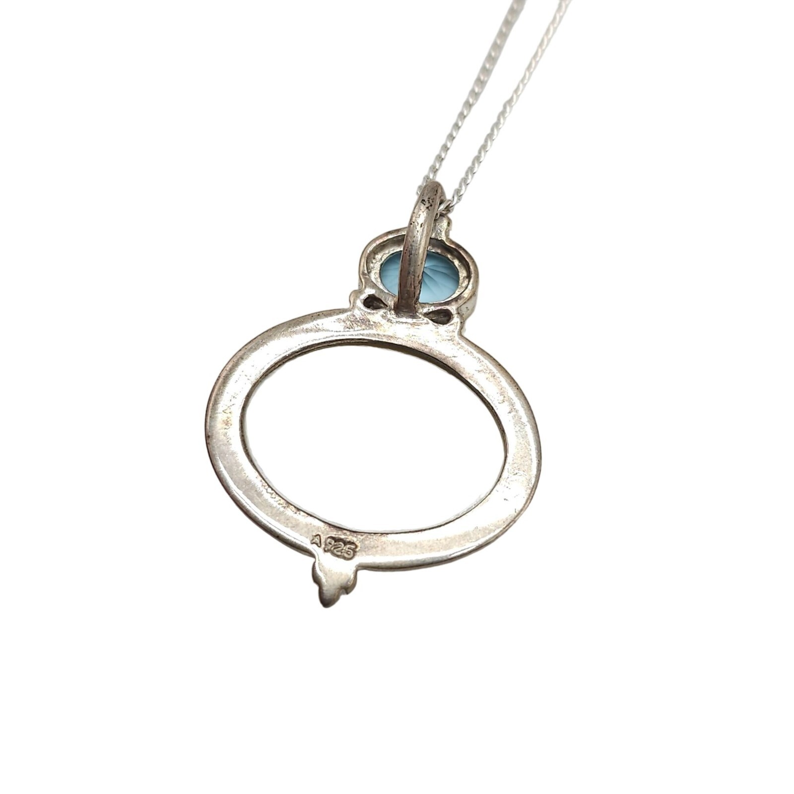 Vintage Paua Abalone Shell Blue Topaz Sterling Silver Necklace