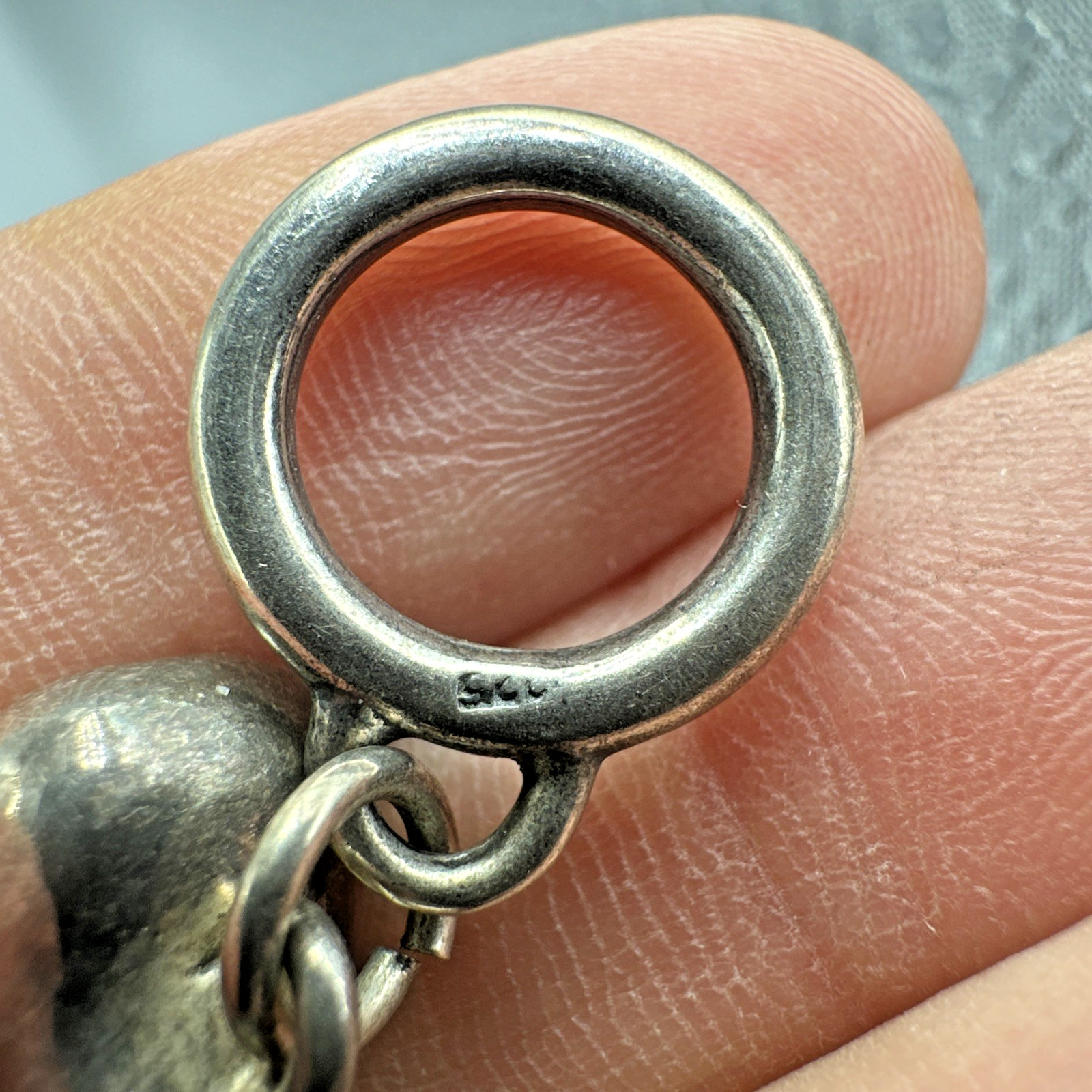 Vtg Sterling Silver Funky Asymmetrical Puffy Heart Pendant Oversized Bail 5g