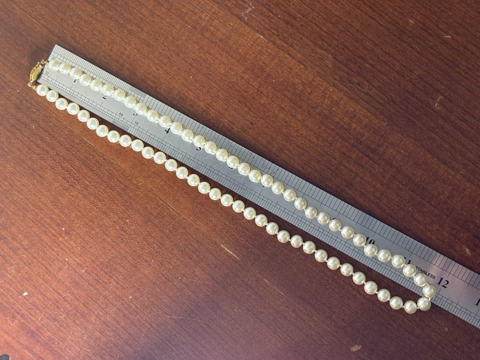 Vintage 24” Pearls 9mm Individually Knotted Unbranded Gold Plated Clasp 44g