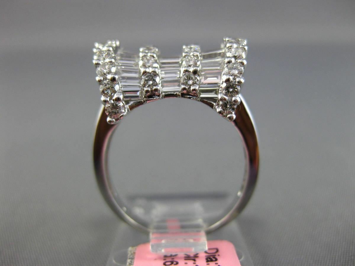 ESTATE 2.14CT ROUND & BAGUTTE DIAMOND 18KT WHITE GOLD 3D BOW FUN RING F/G VVS VS