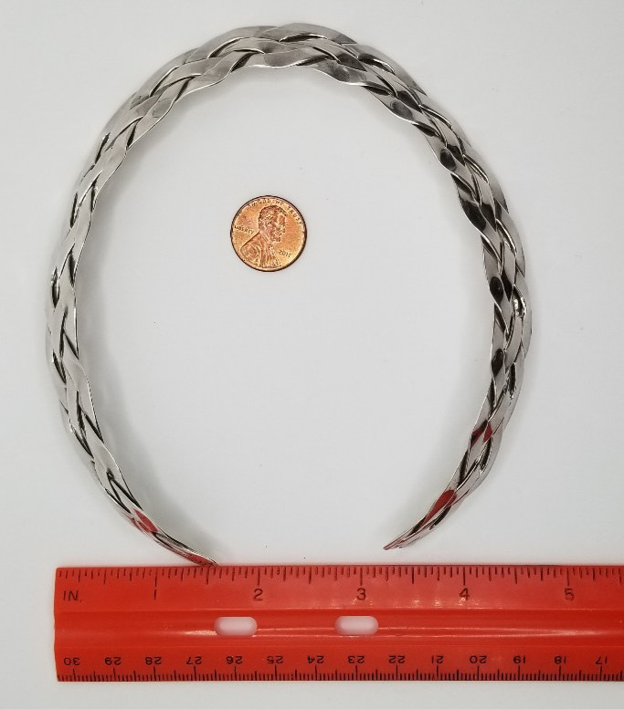 Vintage Sterling Silver Braided Collar Choker Necklace 17.5mm Wide