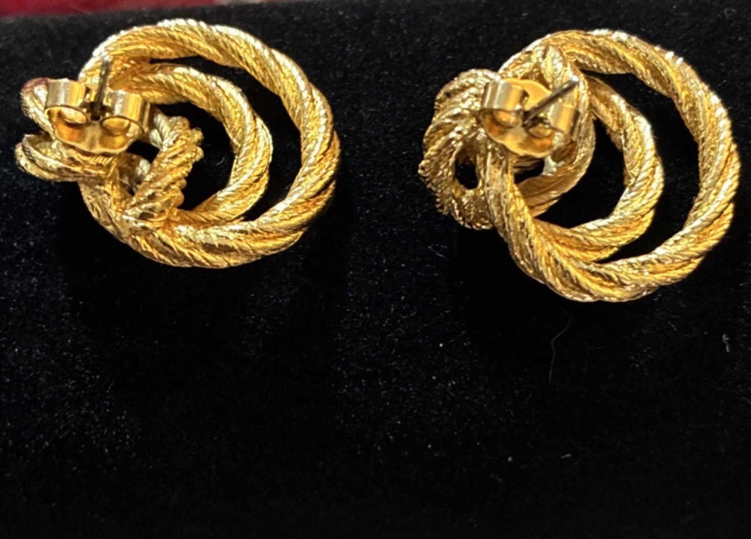 Vintage Gold Tone Knot Earrings Butterfly Back Fashion Jewelry
