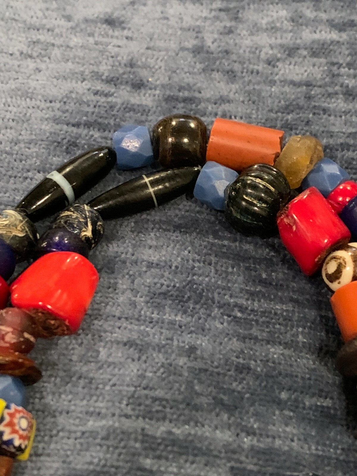 Tibetan and African Trading Beaded Necklace 24″, Antique