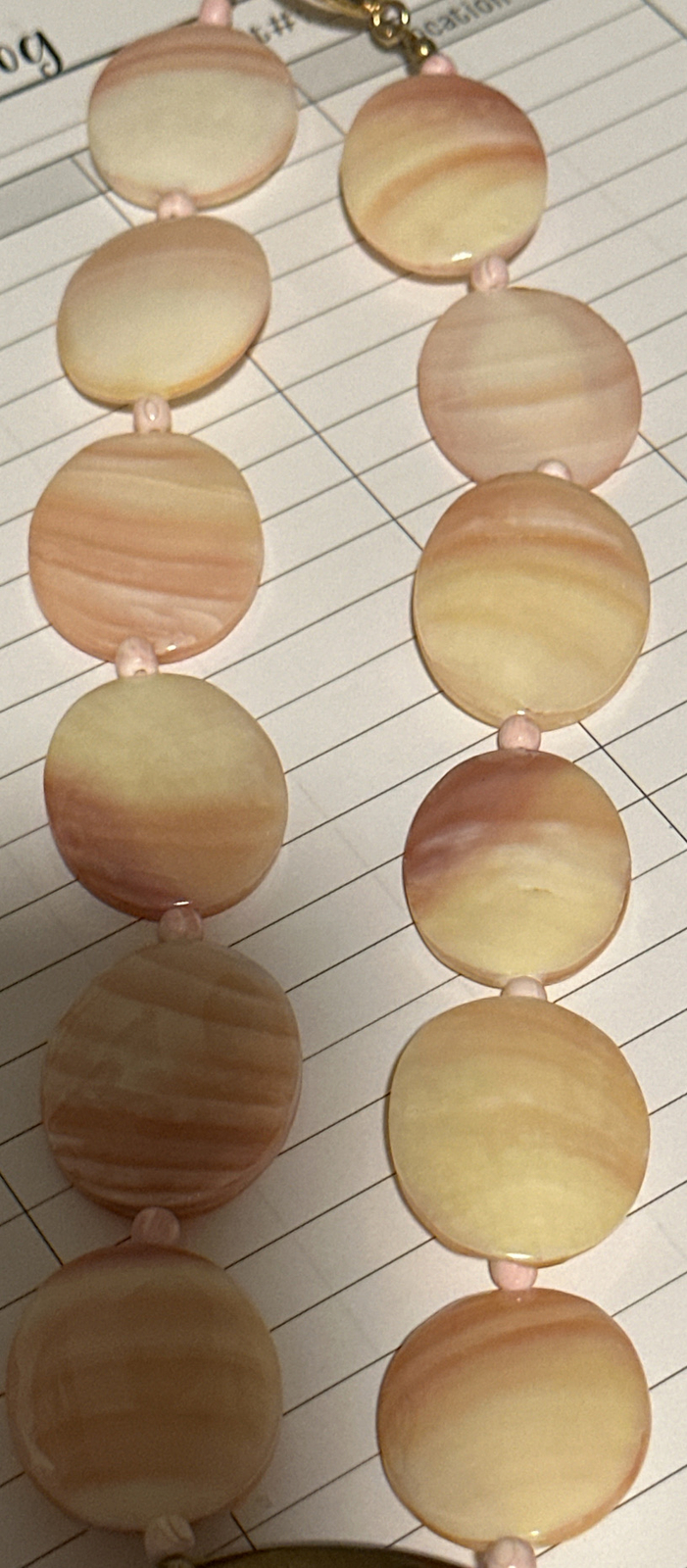 Vintage Agate Beaded Necklace w/ Brass Backed Pendant *SEE DESCRIPTION*