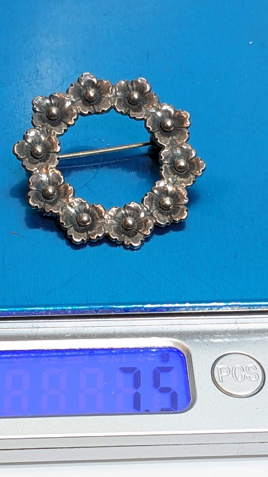 Vintage Neils Erik From Denmark Sterling Brooch Floral Wreath Circa 1966 Signed