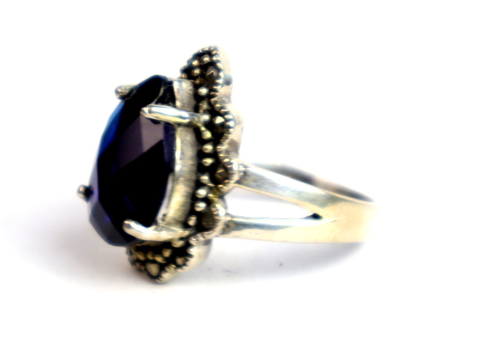 Finest Clear Deep Blue Topaz .925 Sterling Silver Ring #9.5