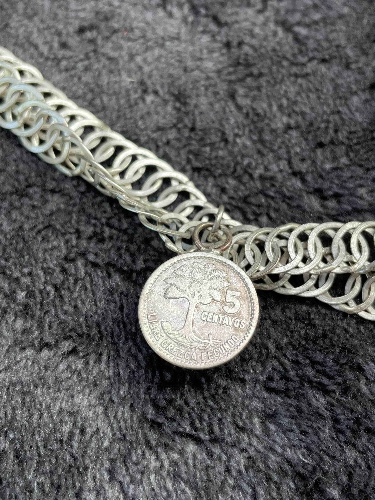 Vintage Silver Guatemala Coin Chachal Necklace 56 Grams 1920s