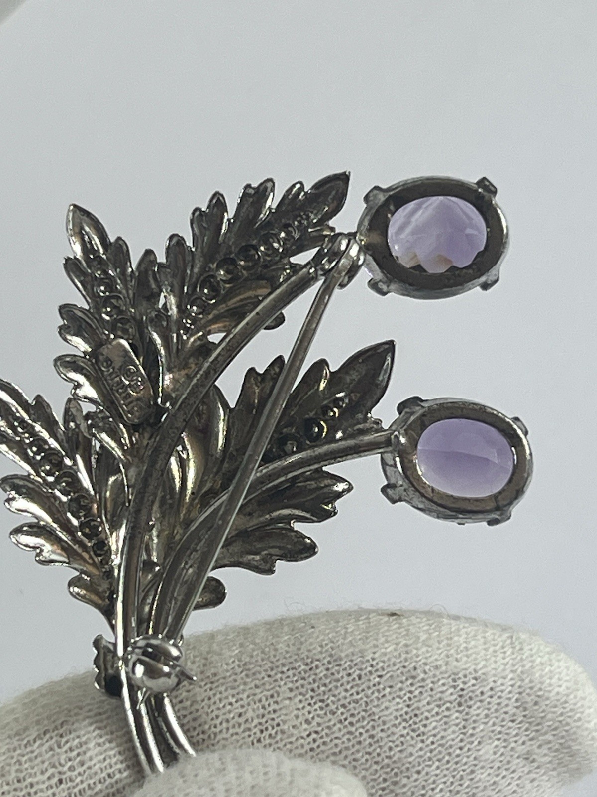 Vintage Binder Bros Sterling Silver Amethyst Floral Bouquet Pin Brooch Signed BB