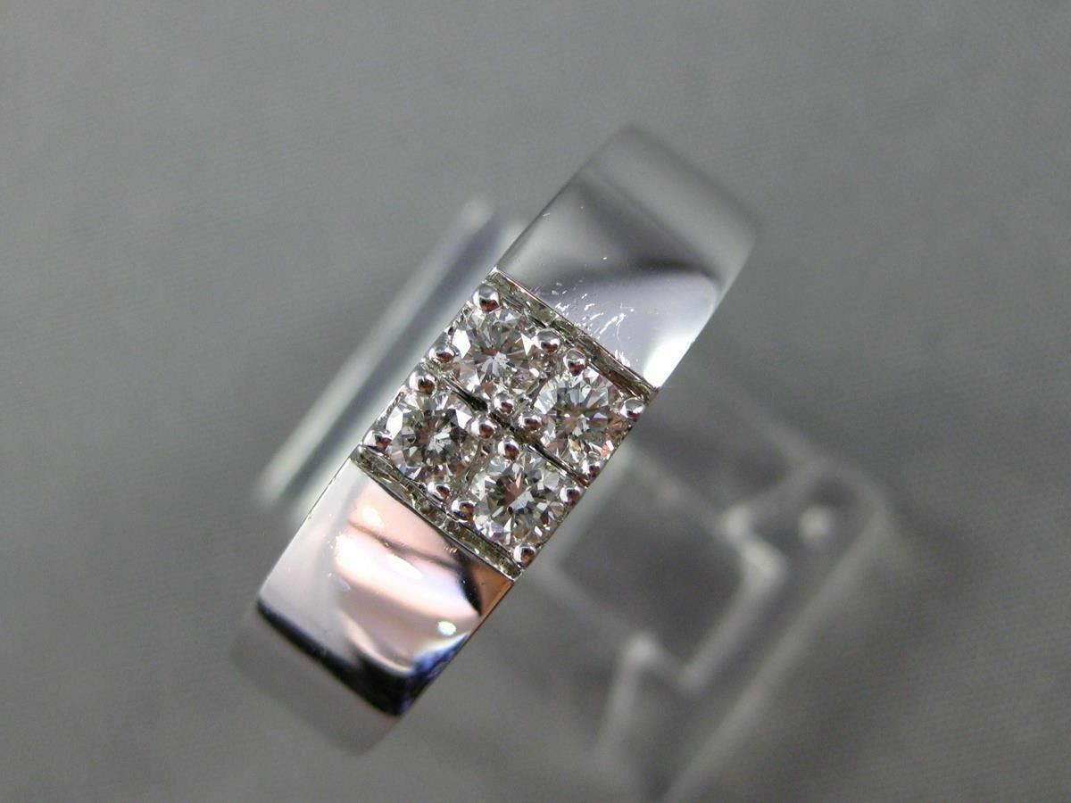 ESTATE .26CT DIAMOND 18K WHITE GOLD ROUND SQUARE 4 STONE MENS RING F/G VVS/VS