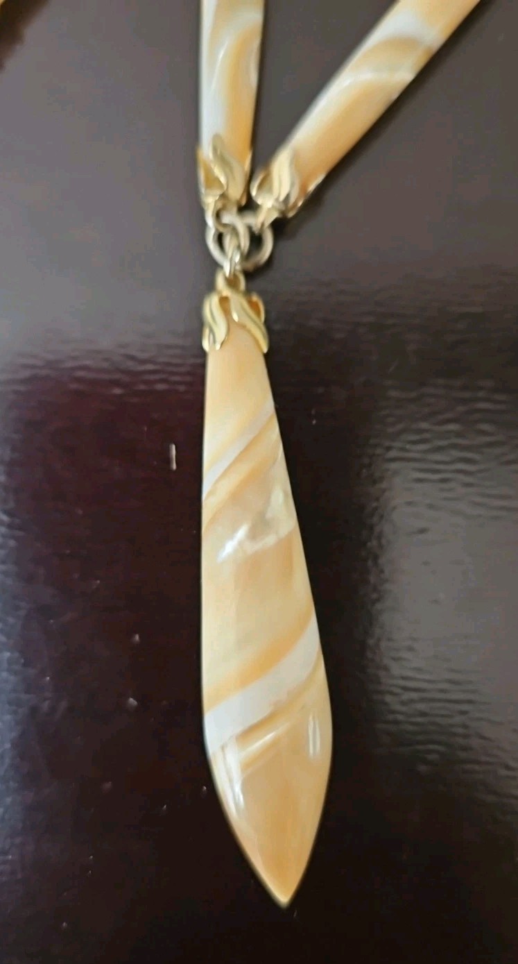 Vintage Mother of Pearl Y- Drop Dangle Necklace