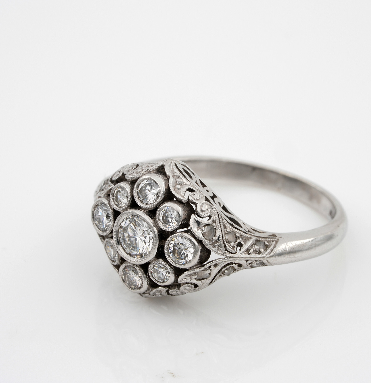 Art Nouveau .75 Ct Diamond F VVS/VS Platinum Rare Engagement ring