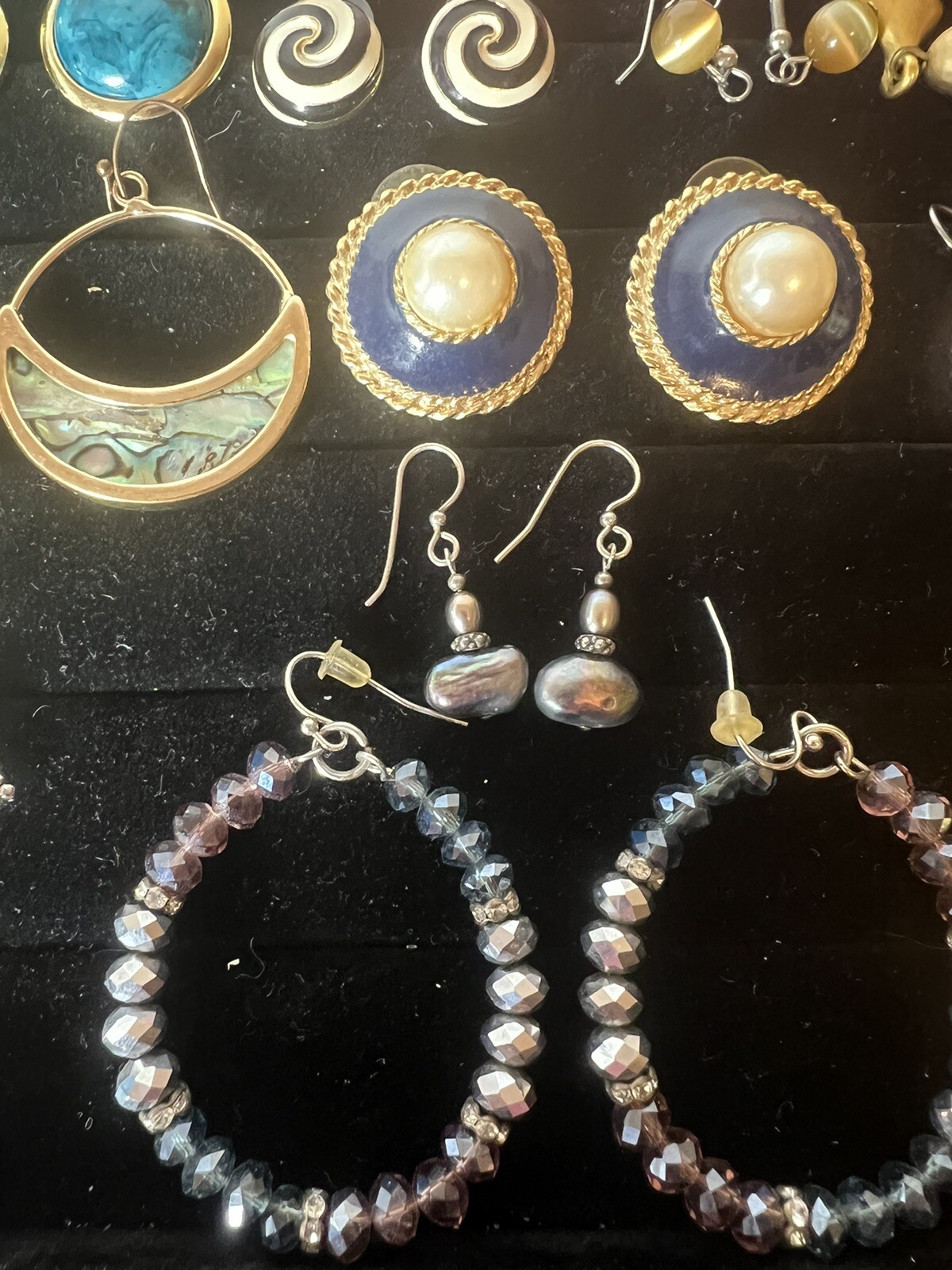 Lot Of Vintage Fashion Earrings 47 Pairs Of Drop Dangle Pierced Enamel