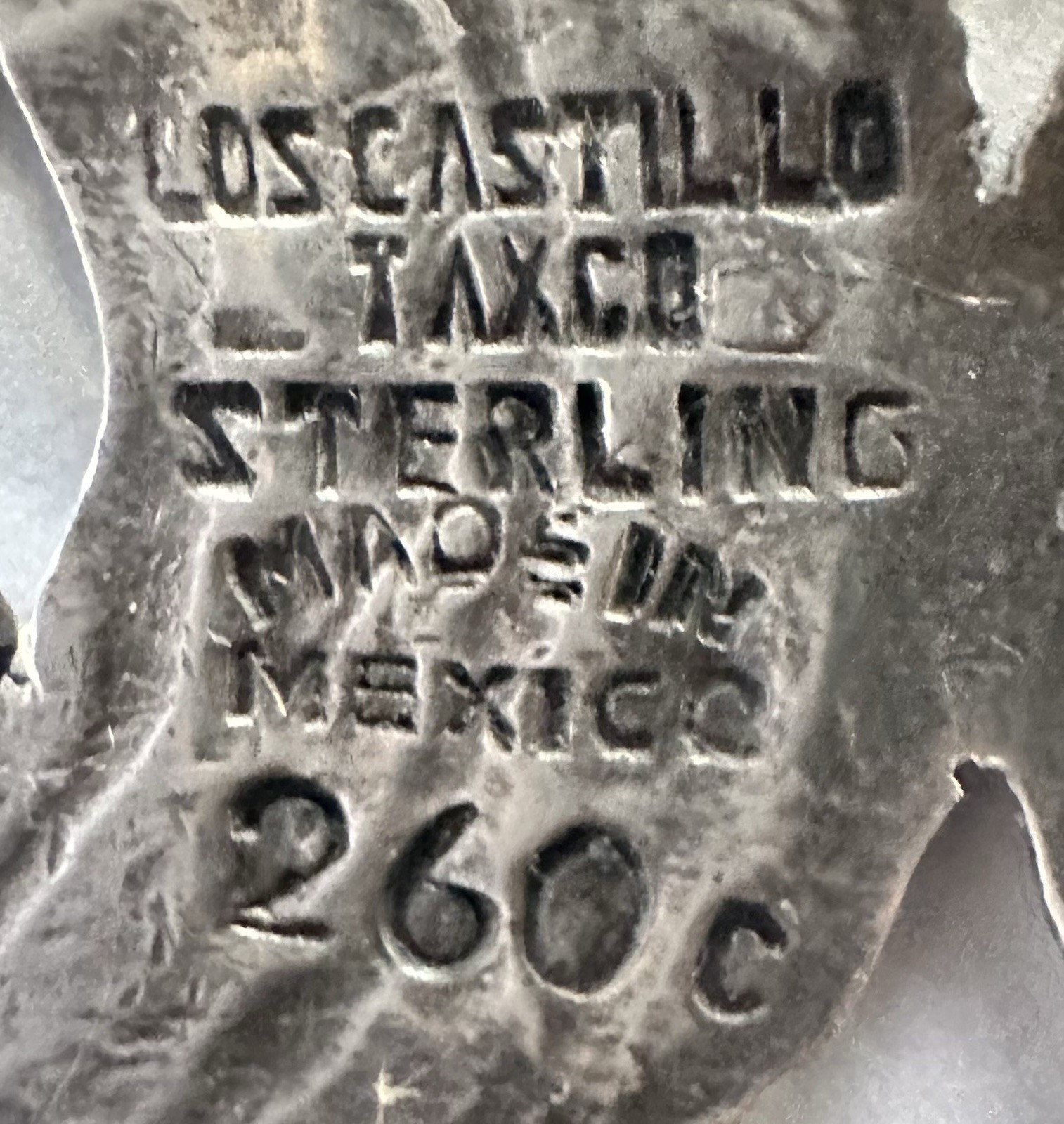 VINTAGE LOS CASTILLO MEXICO STERLING BROOCH PENDANT NECKLACE, 2.30″ PEND, 42 GRM