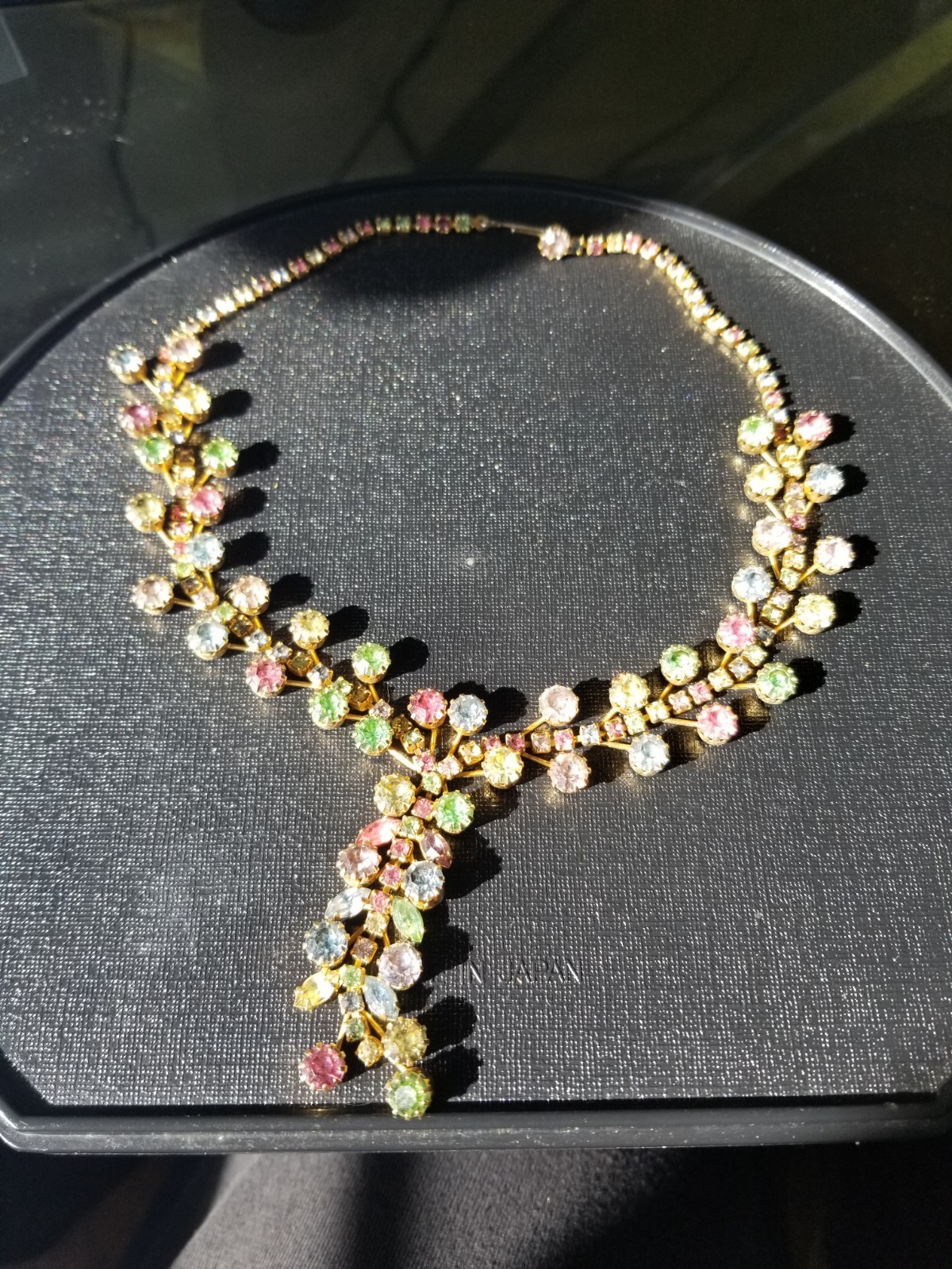 Vintage Crystal Pastel Multi-Color Rhinestone Choker Necklace