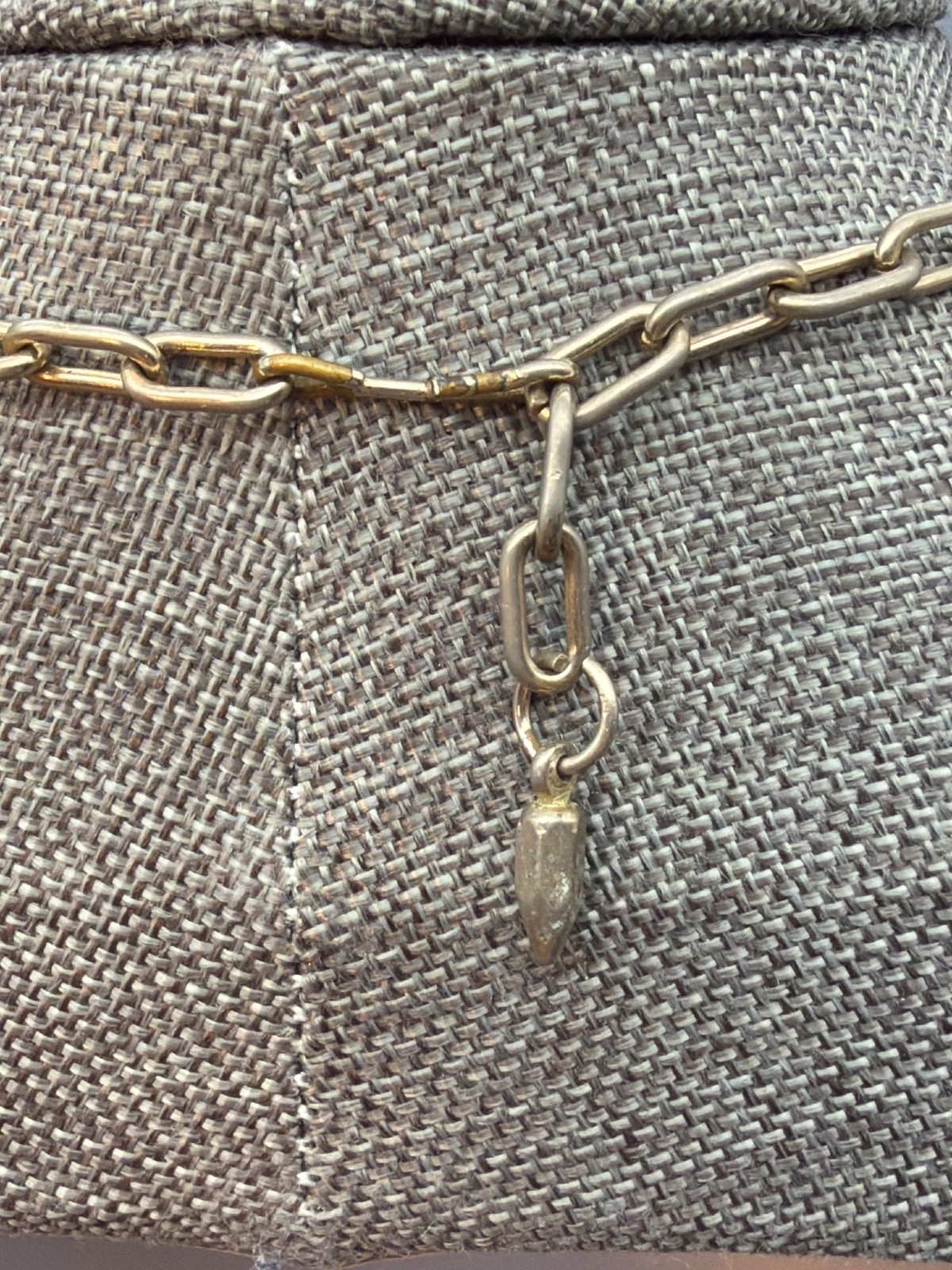 Vintage Swirl Necklace 16 In As Is White Disc Gold Chain Link Retro MCM Glam