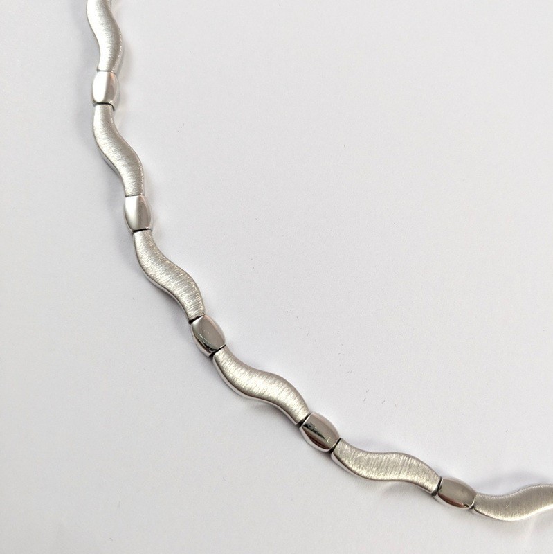 45cm Danish Sterling Silver Randers Solv Troels Tvenstrup Handmade wave necklace