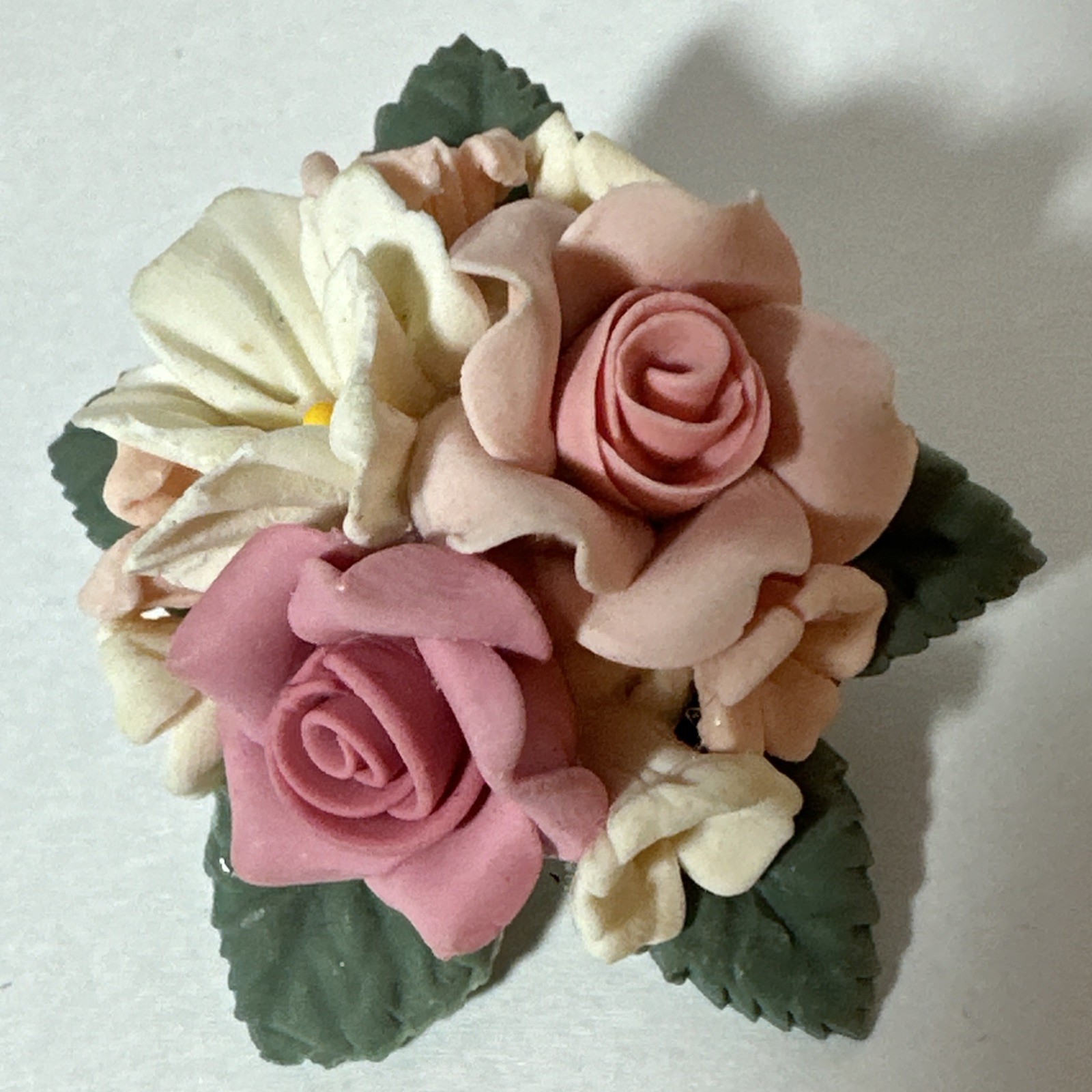 Floral Earrings and Brooch Pin Set Soft Colors of Purple, Pink, and Ivory Roses