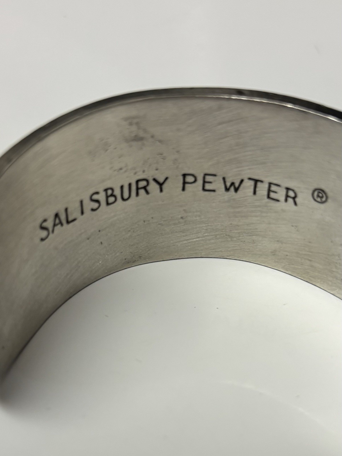 VTG Salisbury Pewter Cuff September Bracelet Flower Floral Engraved Hippie Boho