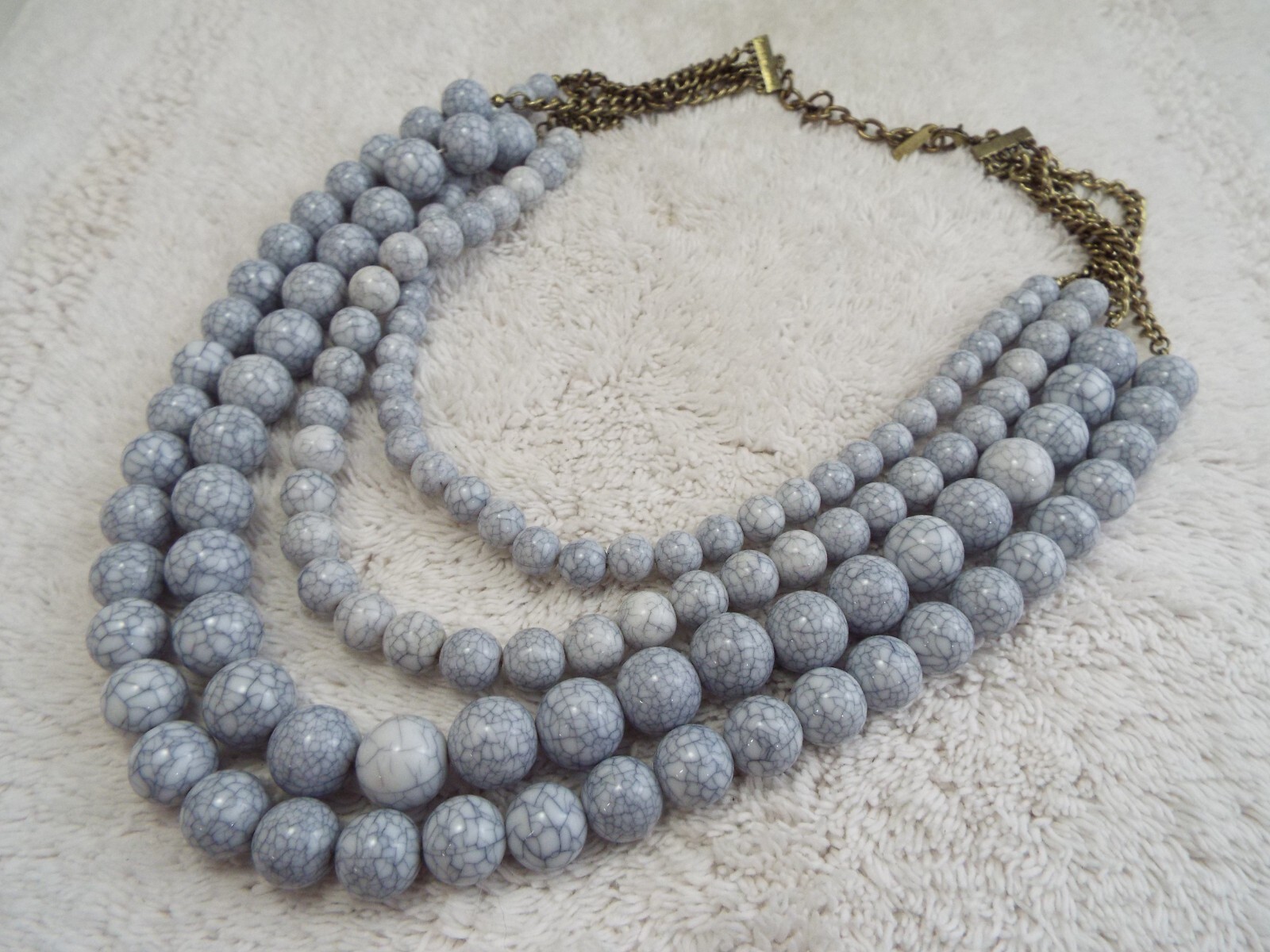 SUGARFIX Brass-tone Veined Acrylic Bead Necklace (B33)