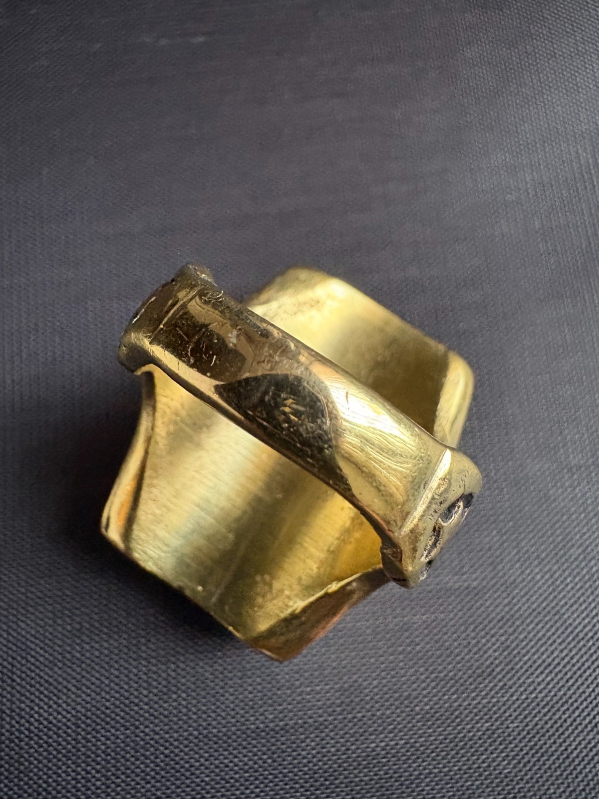 Moroccan Tuareg Brass Ring Large Berber Sahara Handmade Ring Size 9.5 US