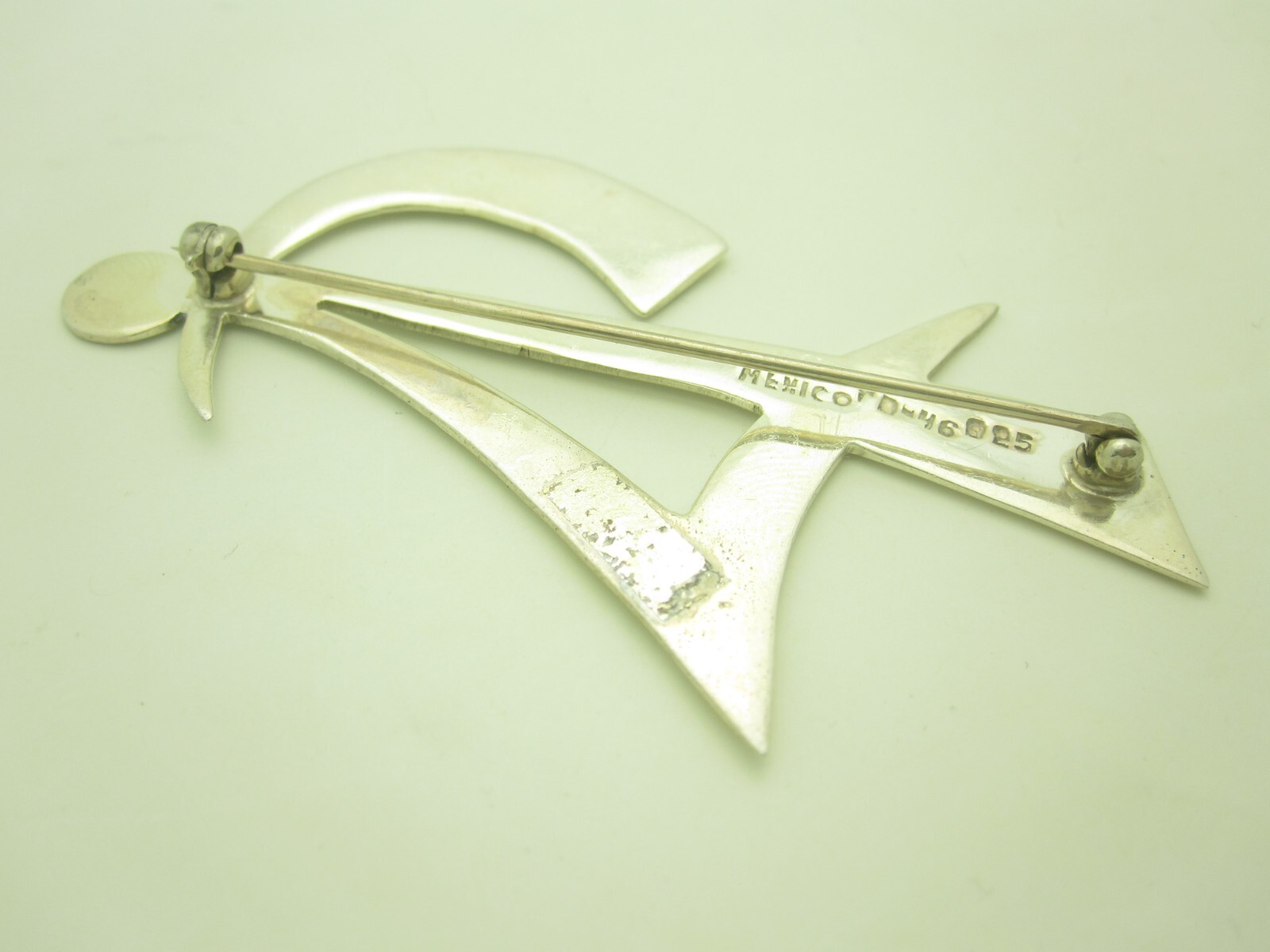 Mexico Sterling Silver Smooth Modernist Person Figure Pin Or Brooch