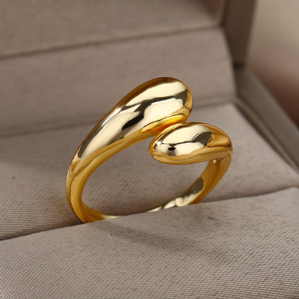 Vintage Geometric Flower Adjustable Ring Gold Plated 316l Stainless Steel Gift