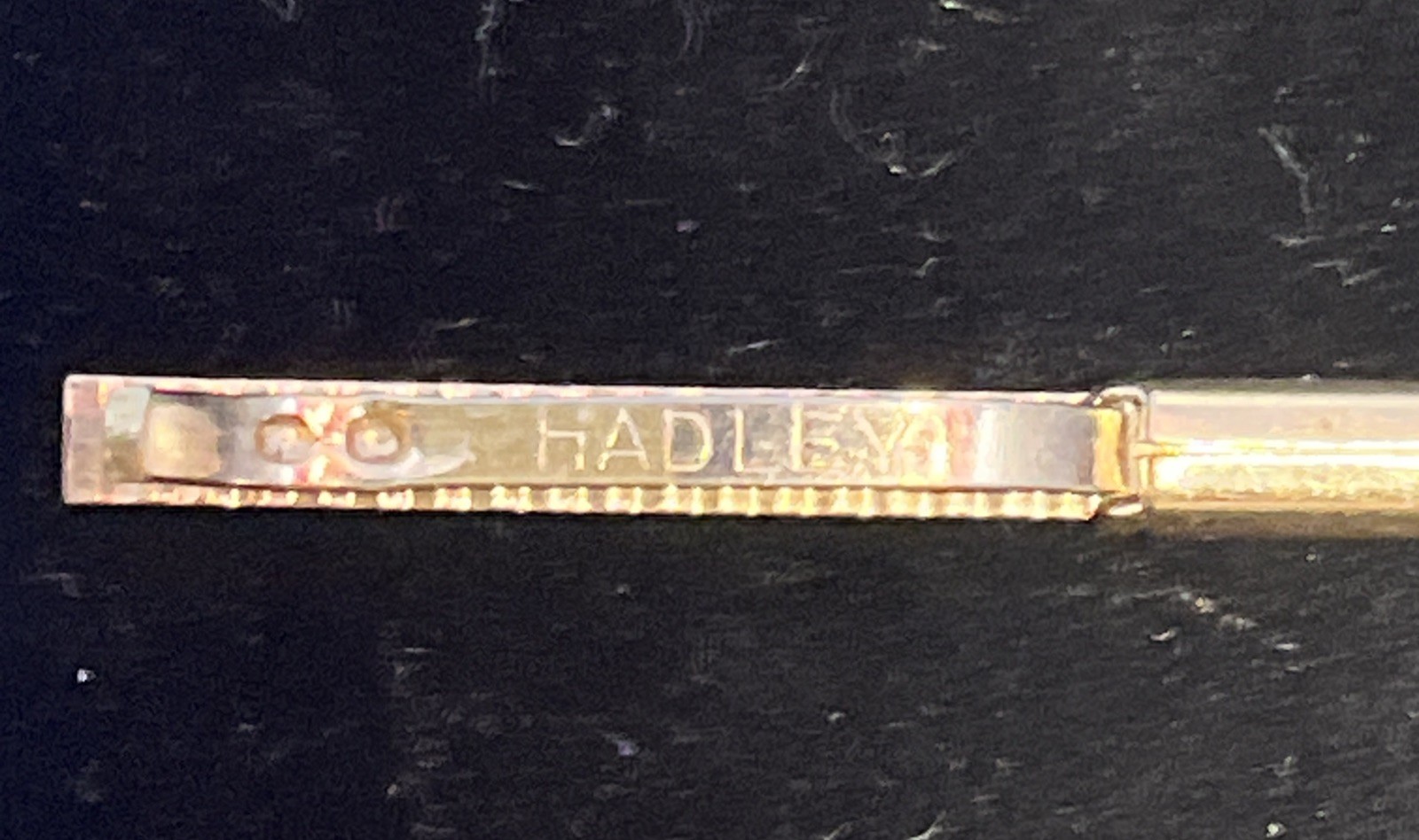 Vintage Hadley Fancy Collar Bar/Stay/Gold Plated Brass/Signed/USA/2 1/8 Inches