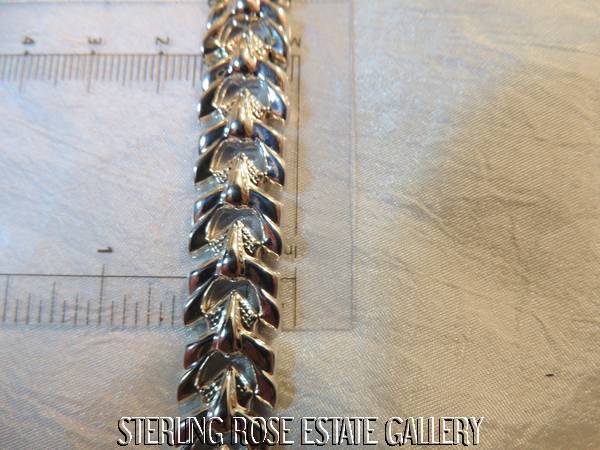Sterling Silver 0.925 Estate WIDE 7 1/2″ x 1/2″ BRACELET w TONGUE GROOVE CLOSURE