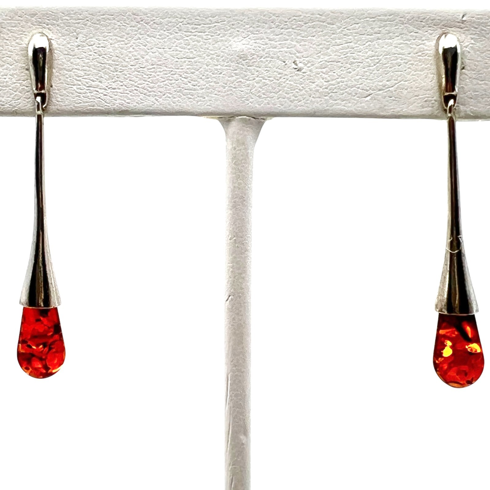 Modernist Dangle Earrings Brown Orange Teardrop Sleek Minimalist Earthy Boho