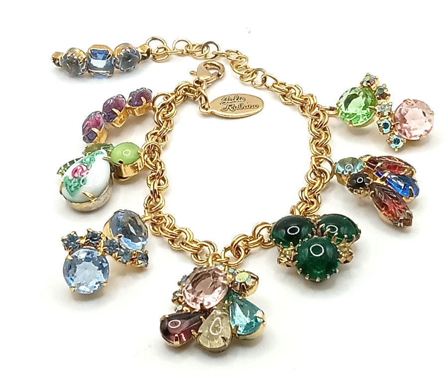 Gorgeous Signed Julie Rubano bracelet with amazing charm dangles-OMG!!