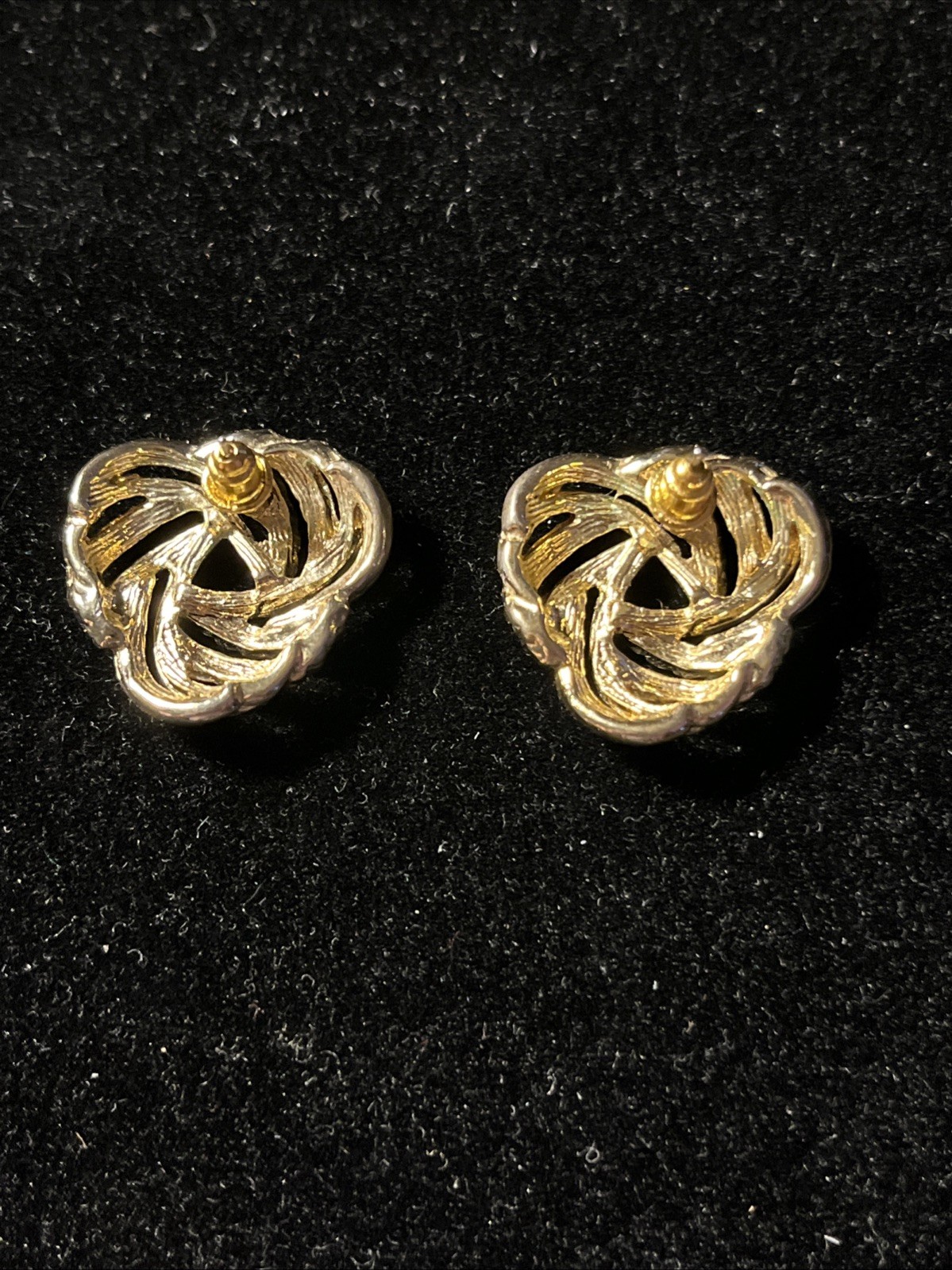 Gold Tone Metal Knotted Rope Nautical Post Earrings 1”